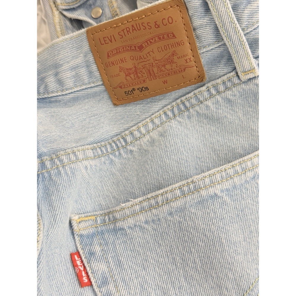 Levi's Premium 501 '90s Jeans Women's 24/30 Light Wash Straight Leg Denim Pants - Picture 12 of 15